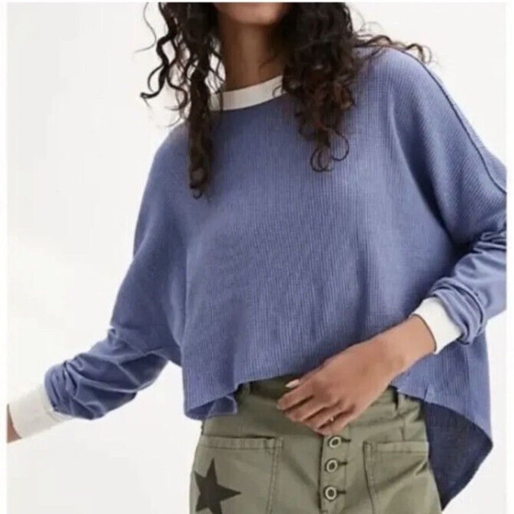 Free people jayson blue ringer long sleeve tee Sz Medium